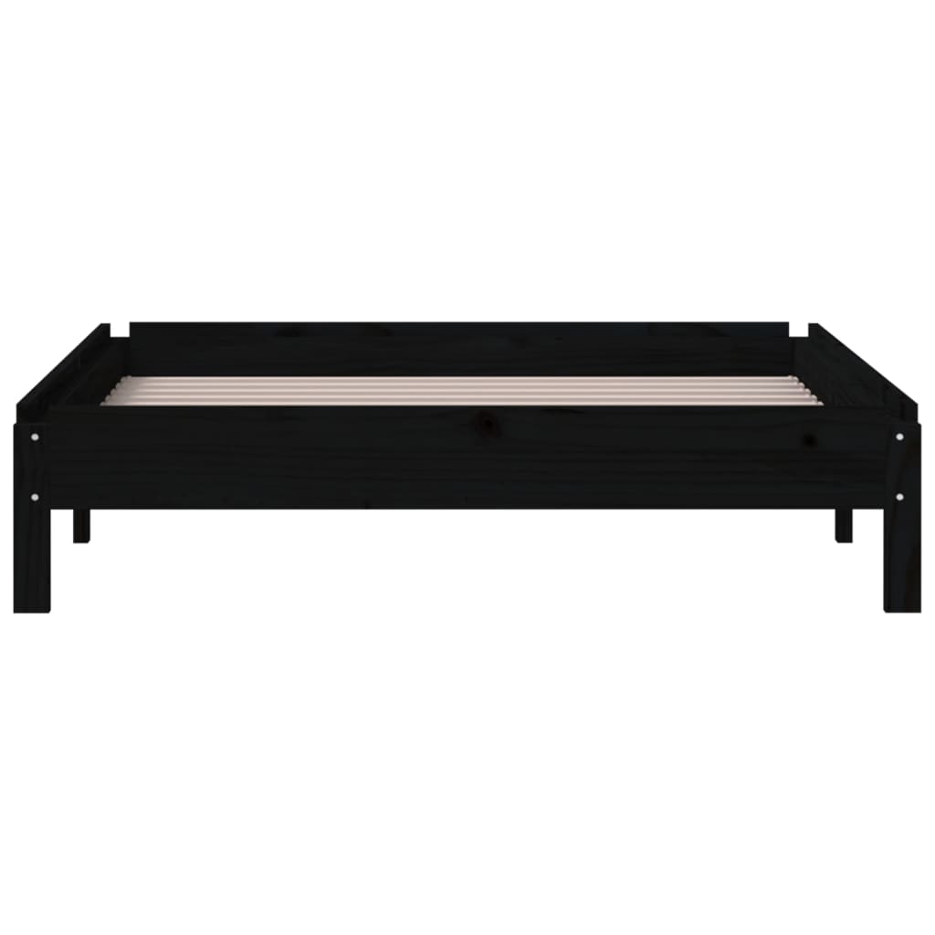 Lit empilable sans matelas noir 75x190 cm bois de pin massif - XIOS