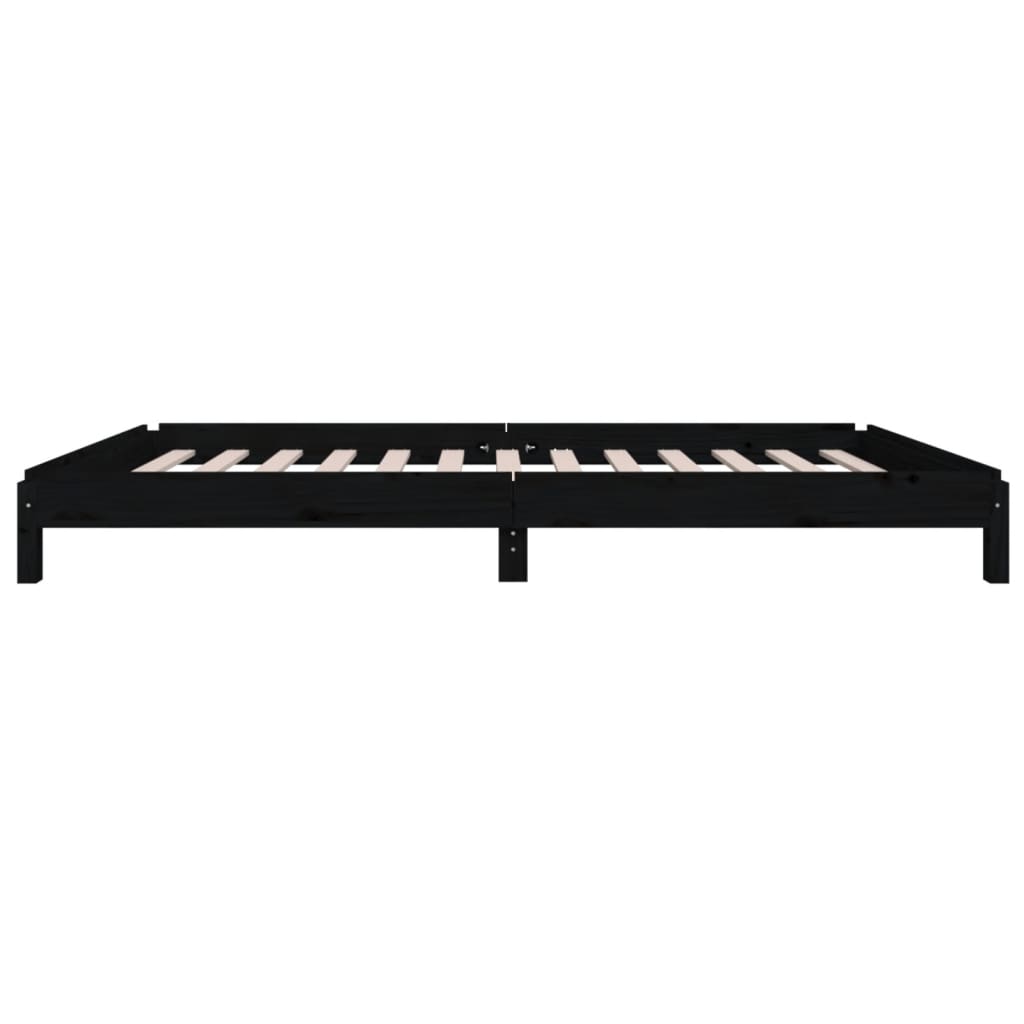 Lit empilable sans matelas noir 75x190 cm bois de pin massif - XIOS