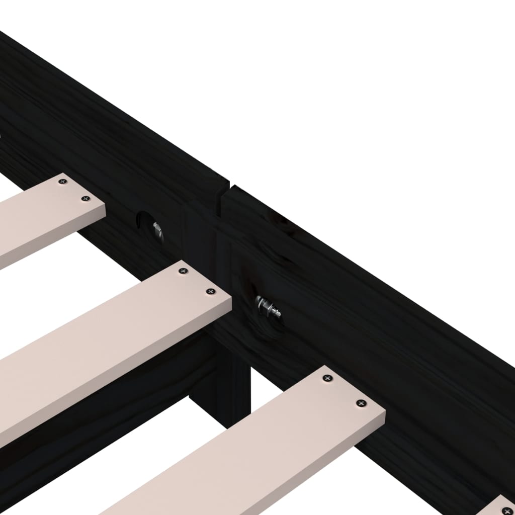 Lit empilable sans matelas noir 75x190 cm bois de pin massif - XIOS