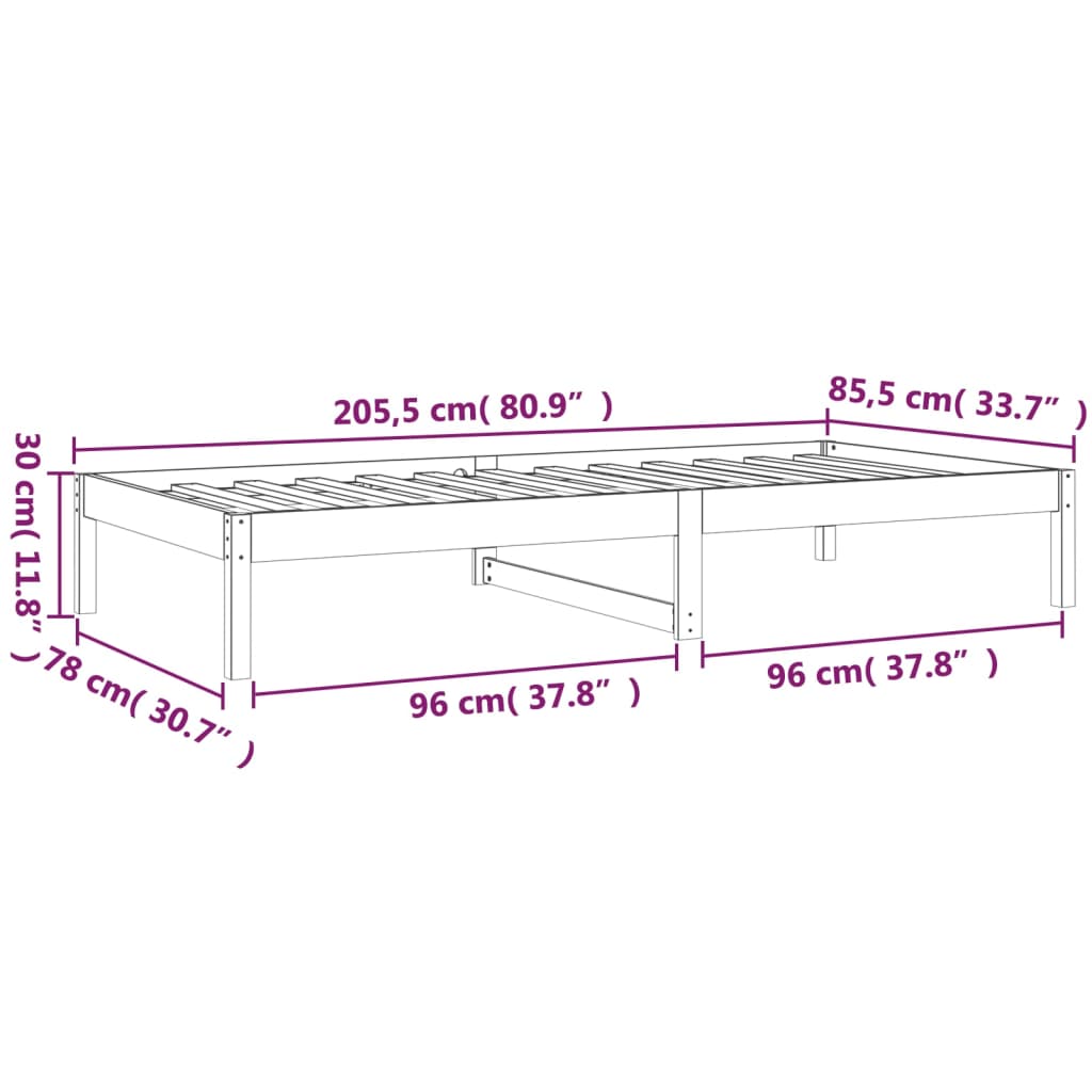 Lit de jour sans matelas blanc 80x200 cm bois de pin massif - XIOS