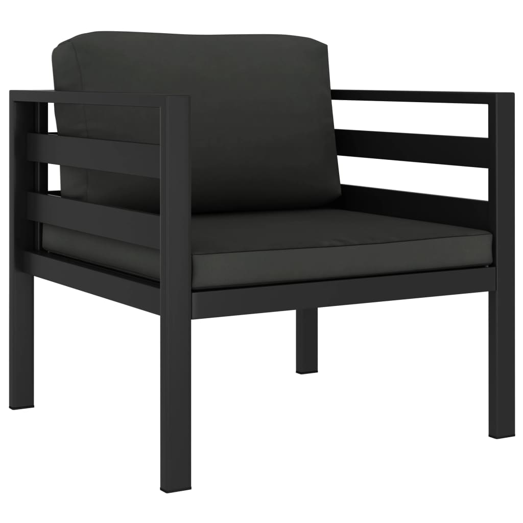 Salon de jardin 3 pcs avec coussins Aluminium Anthracite