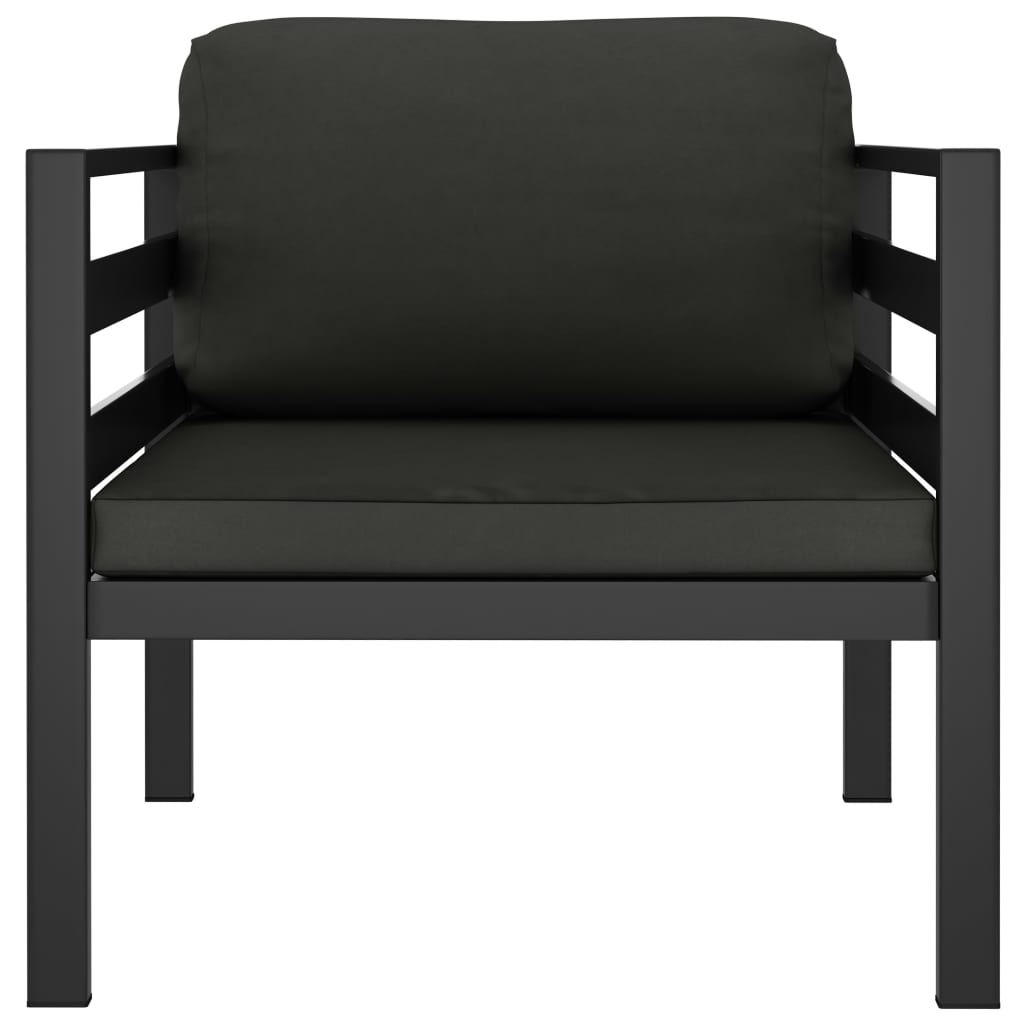 Salon de jardin 3 pcs avec coussins Aluminium Anthracite