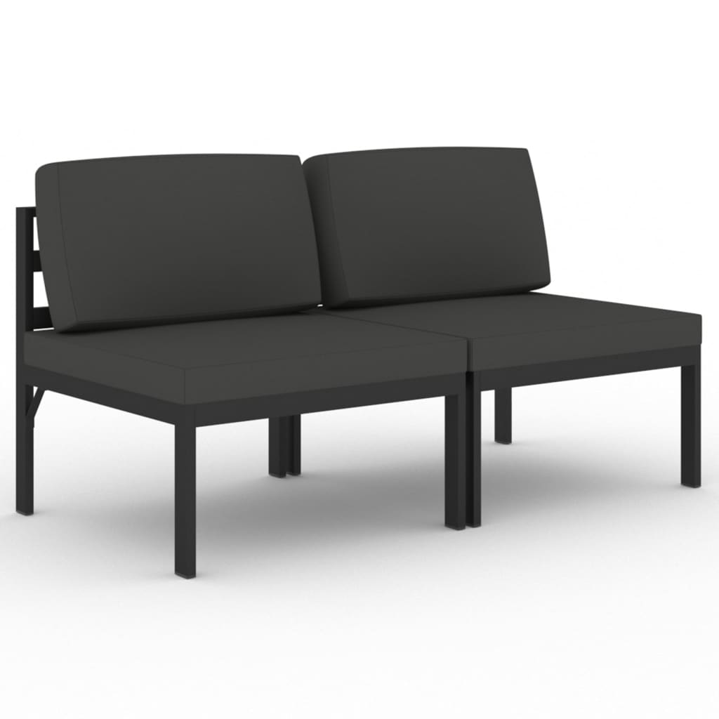 Canapé de jardin 2 places avec coussins Aluminium Anthracite