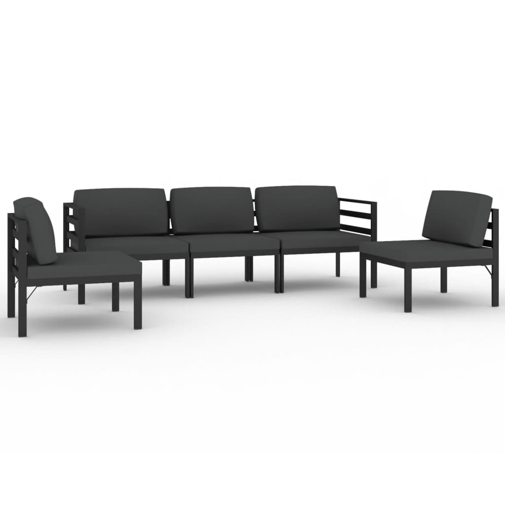 Salon de jardin 5 pcs avec coussins Aluminium Anthracite