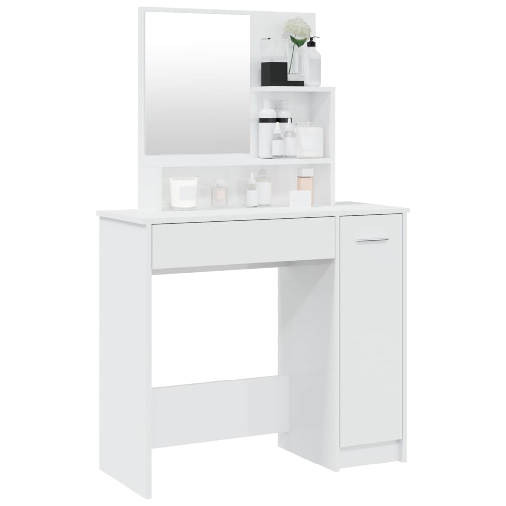 Coiffeuse avec miroir blanc brillant 86,5x35x136 cm - XIOS