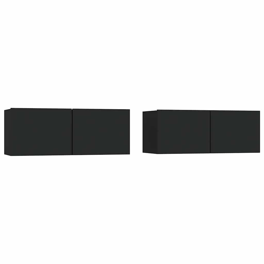 Meubles TV 2 pcs Noir 80x30x30 cm Bois d'ingénierie - XIOS