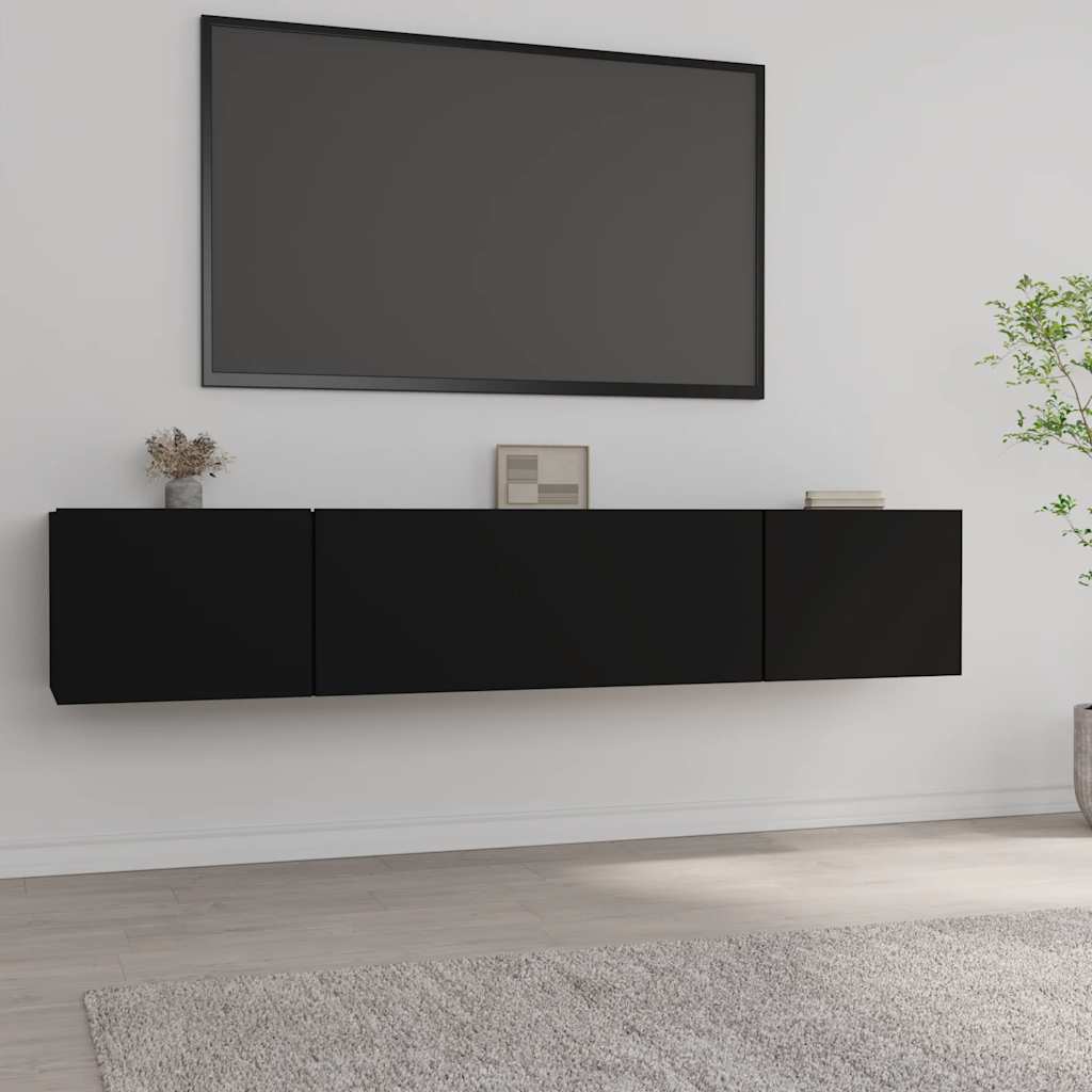 Meubles TV 2 pcs Noir 80x30x30 cm Bois d'ingénierie - XIOS