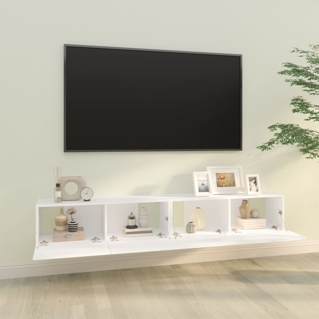 Meubles TV muraux 2 pcs blanc 100x30x30 cm bois d'ingénierie - XIOS