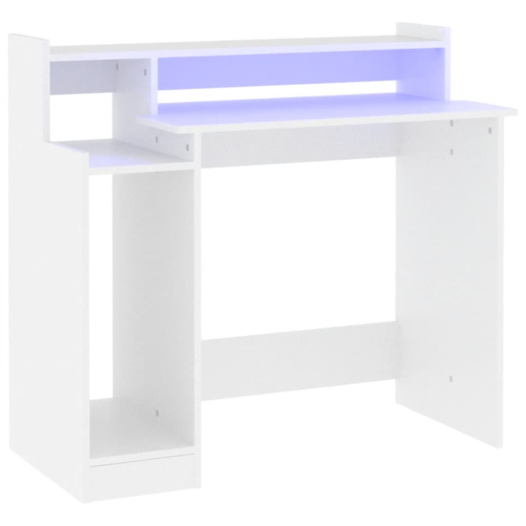 Bureau avec lumières LED Blanc 97x45x90 cm Bois d'ingénierie - XIOS