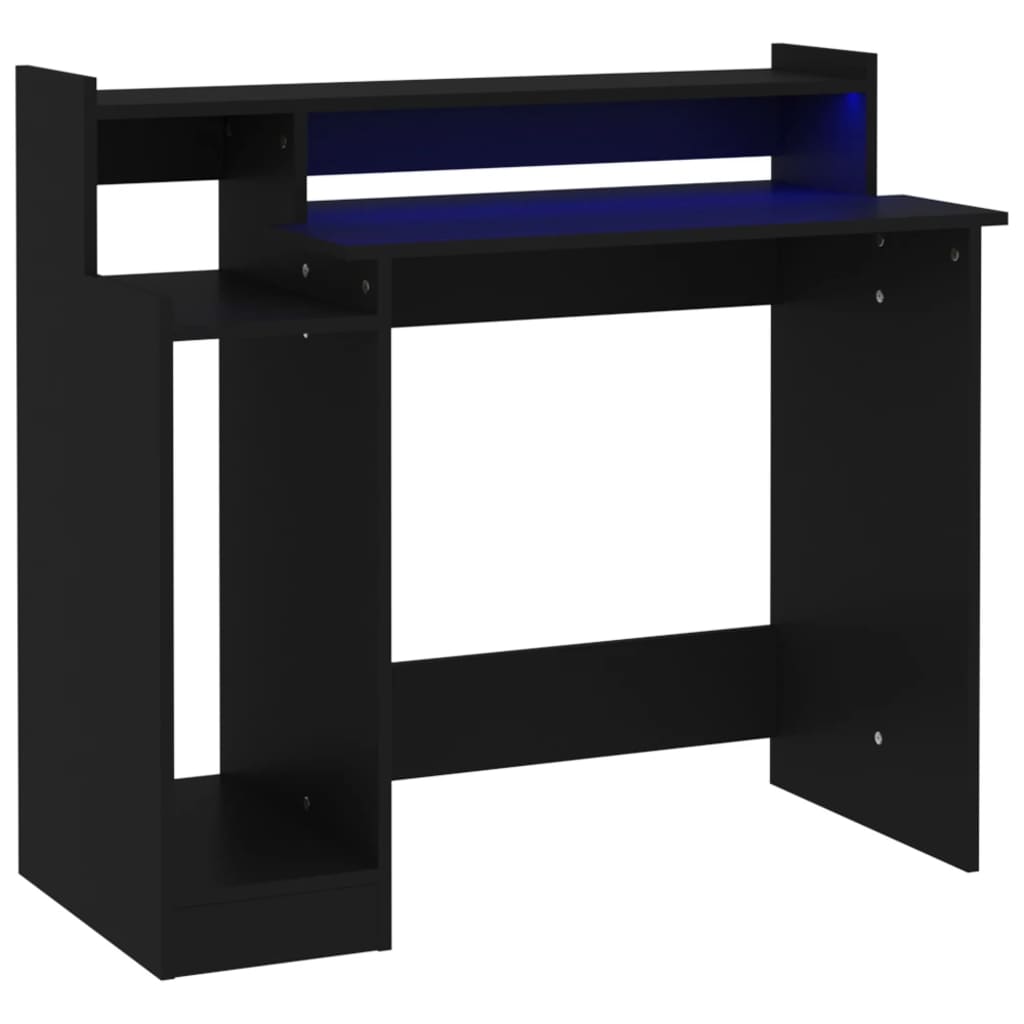Bureau avec lumières LED noir 97x45x90 cm bois d'ingénierie - XIOS