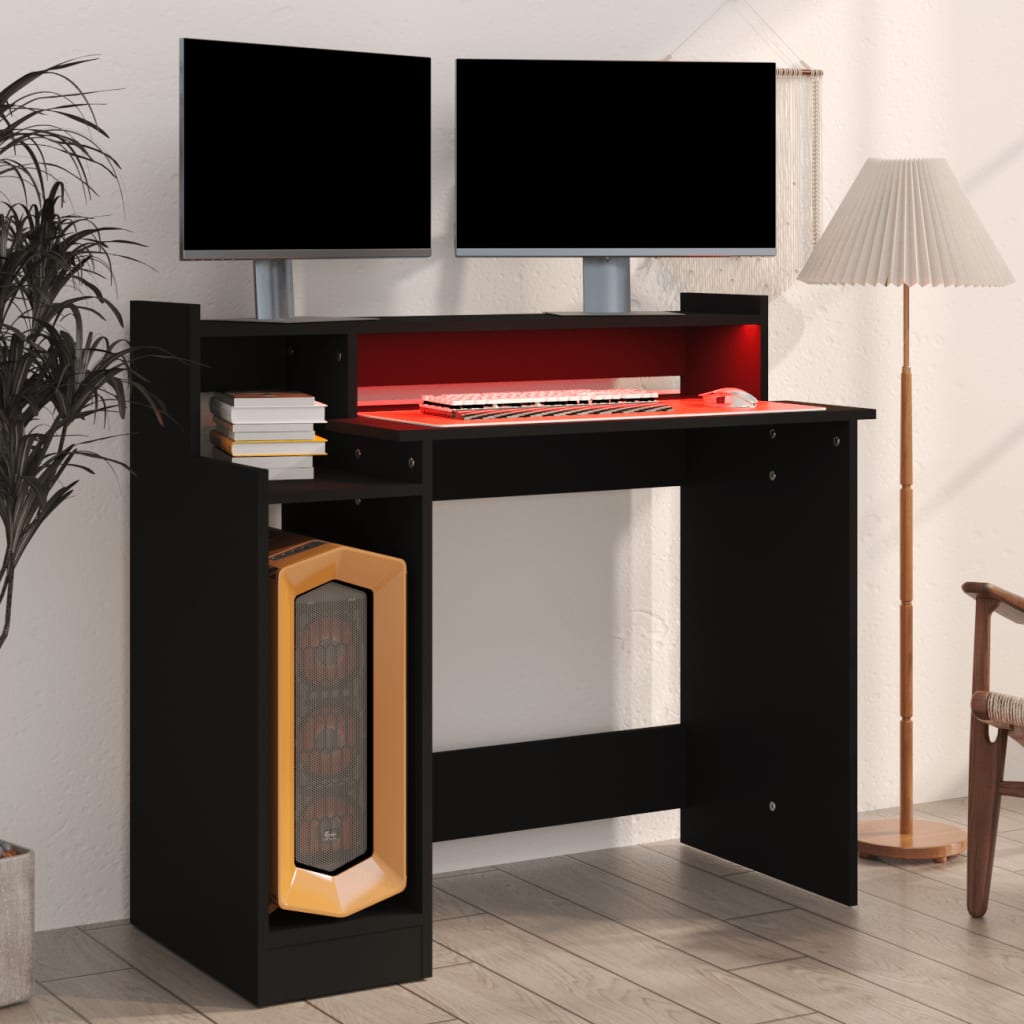Bureau avec lumières LED noir 97x45x90 cm bois d'ingénierie - XIOS
