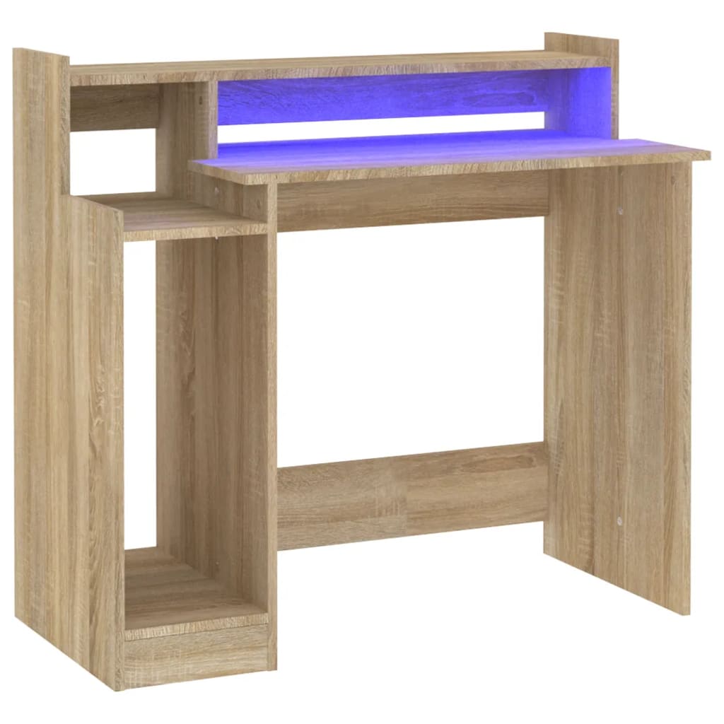 Bureau avec lumières LED Chêne 97x45x90 cm Bois d'ingénierie - XIOS