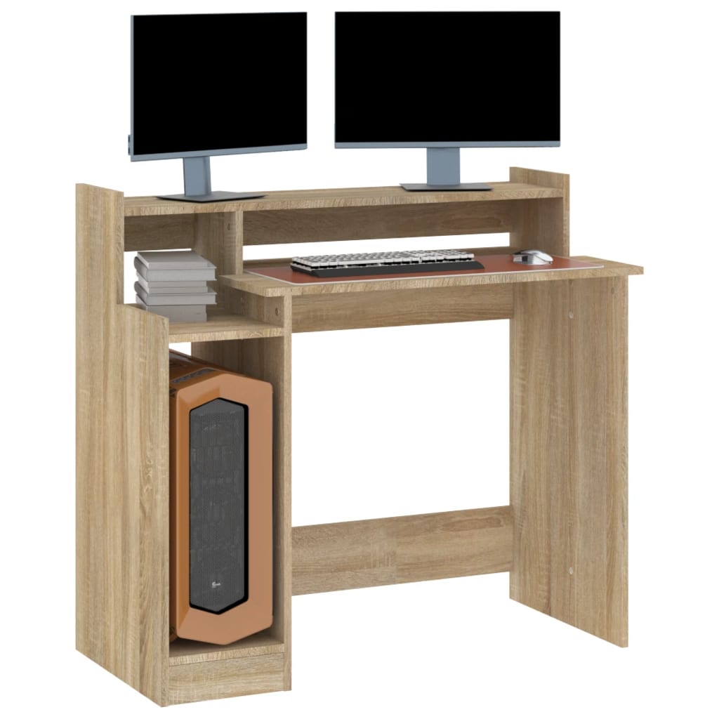 Bureau avec lumières LED Chêne 97x45x90 cm Bois d'ingénierie - XIOS