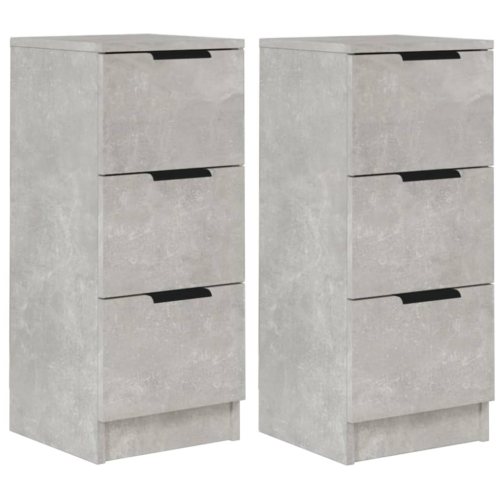 Buffets 2 pcs Gris béton 30x30x70 cm Bois d'ingénierie - XIOS