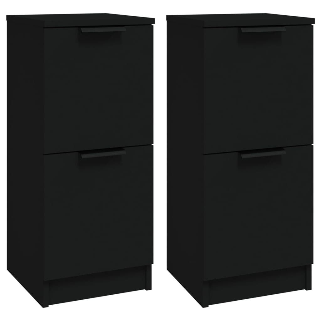 Buffets 2 pcs noir 30x30x70 cm bois d'ingénierie - XIOS