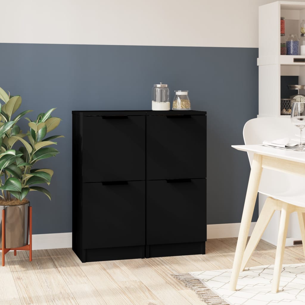 Buffets 2 pcs noir 30x30x70 cm bois d'ingénierie - XIOS