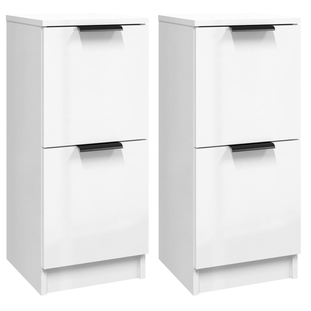 Buffets 2 pcs Blanc brillant 30x30x70 cm Bois d'ingénierie - XIOS