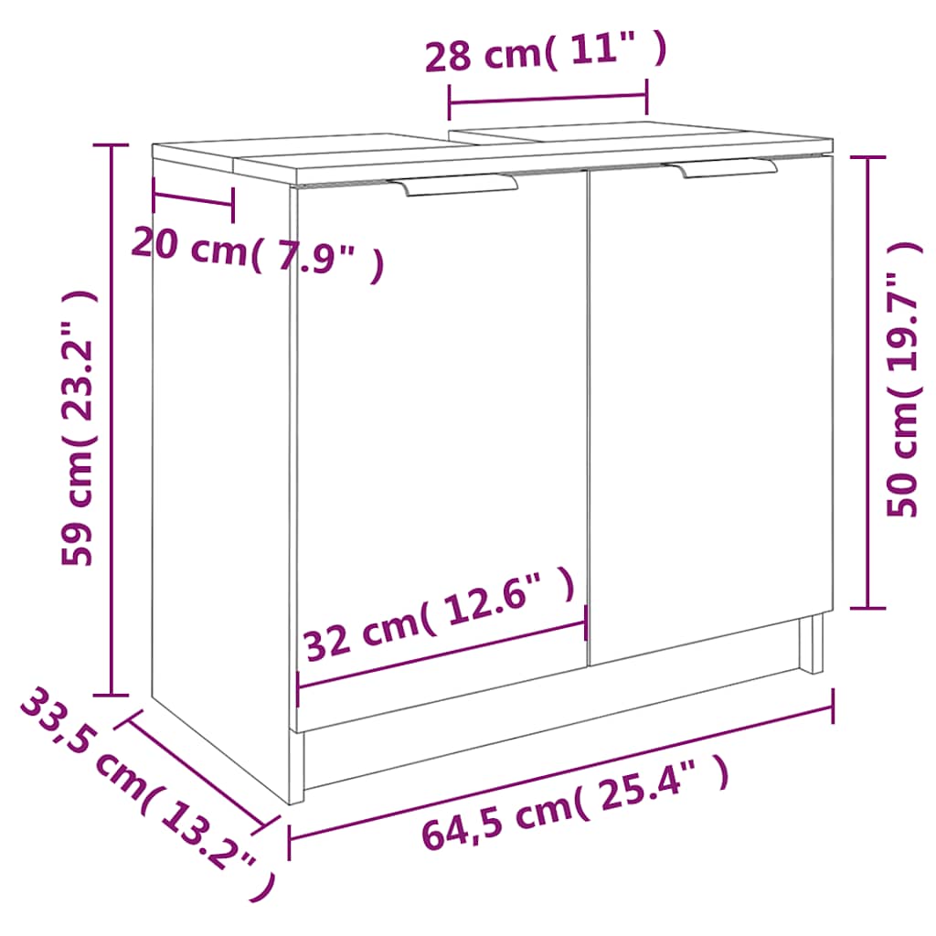 Armoire salle de bain Blanc 64,5x33,5x59 cm Bois d'ingénierie - XIOS
