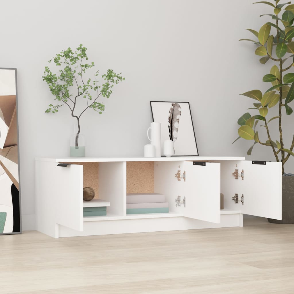 Meuble TV Blanc 102x35x36,5 cm Bois d'ingénierie - XIOS