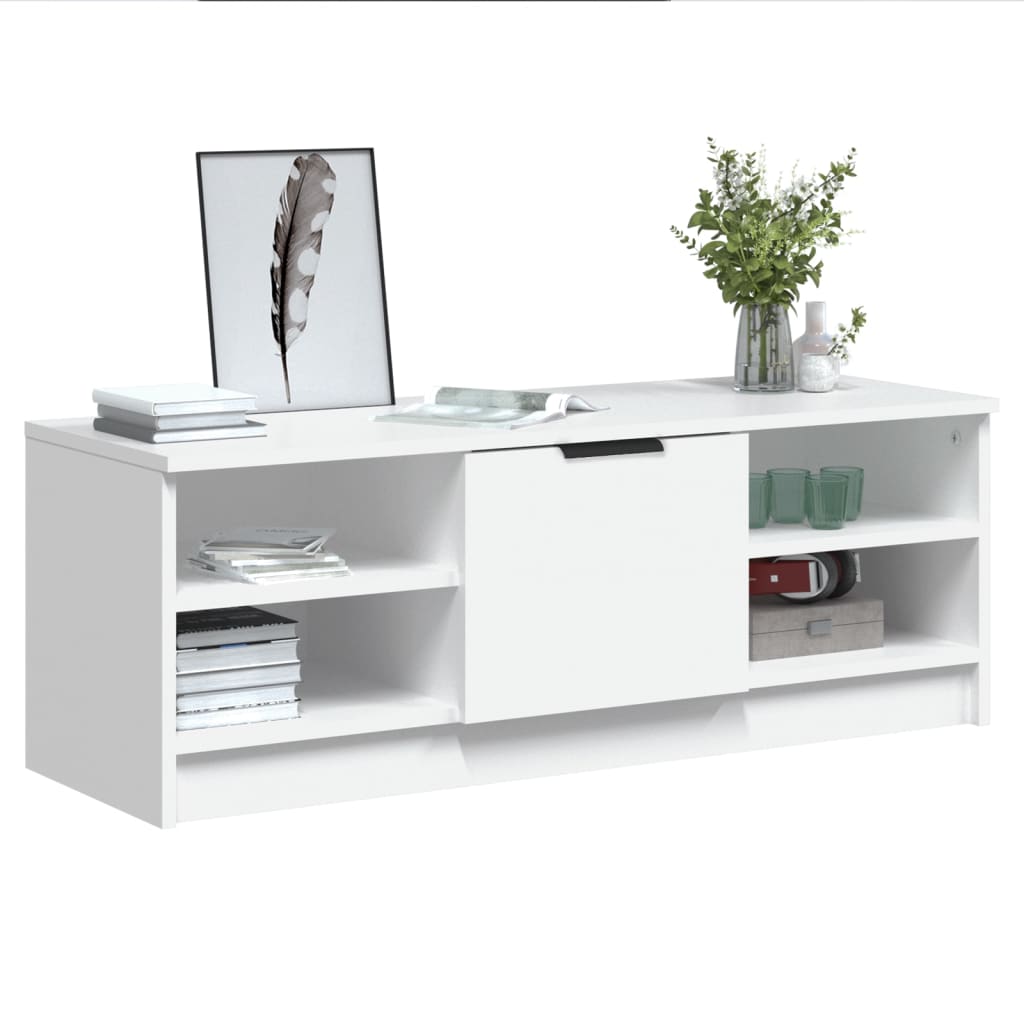 Meuble TV Blanc 102x35,5x36,5 cm Bois d'ingénierie - XIOS