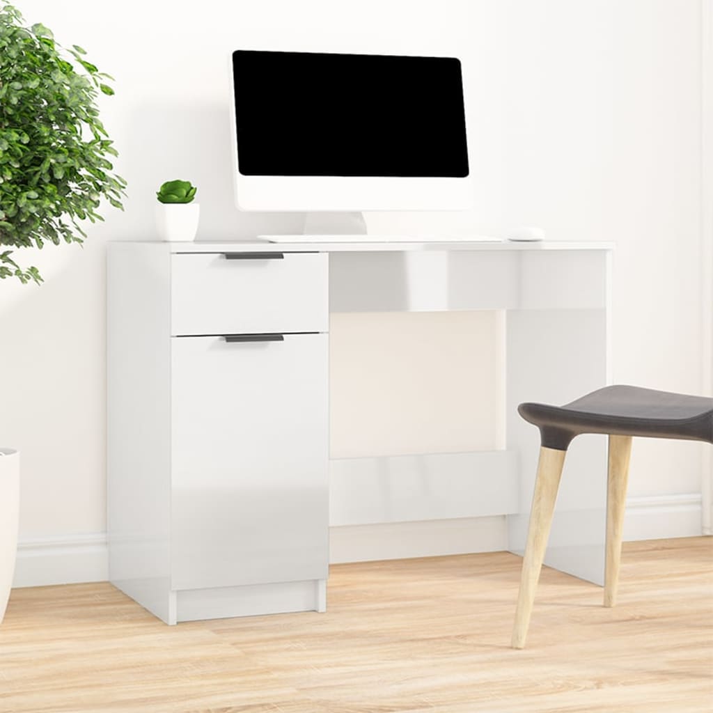 Bureau Blanc brillant 100x50x75 cm Bois d'ingénierie - XIOS