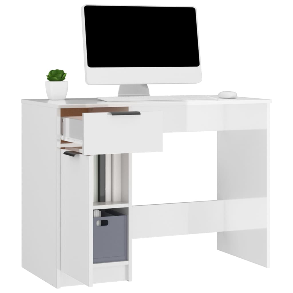 Bureau Blanc brillant 100x50x75 cm Bois d'ingénierie - XIOS