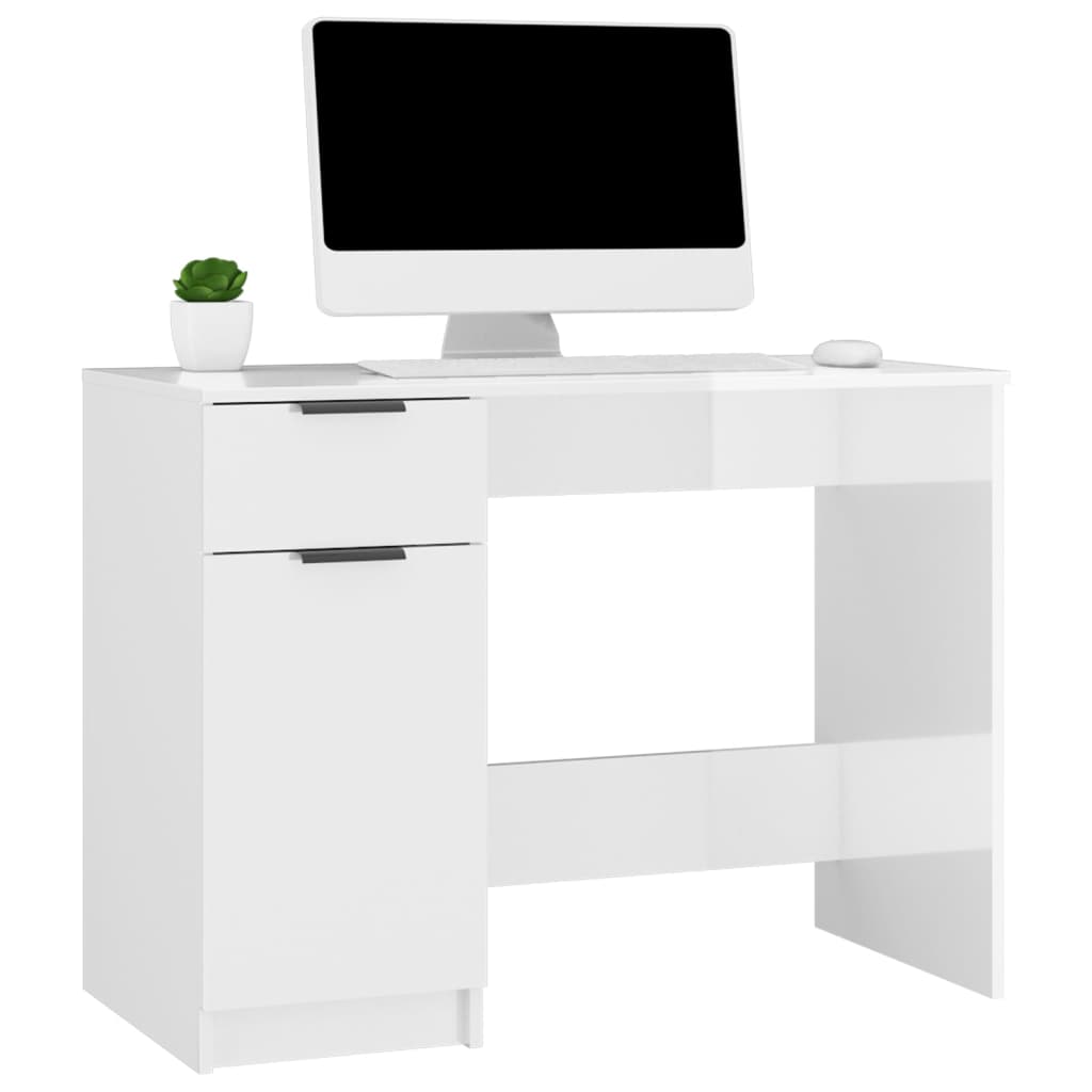 Bureau Blanc brillant 100x50x75 cm Bois d'ingénierie - XIOS