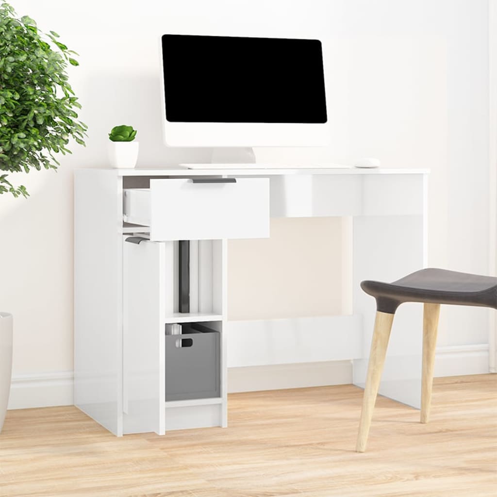 Bureau Blanc brillant 100x50x75 cm Bois d'ingénierie - XIOS