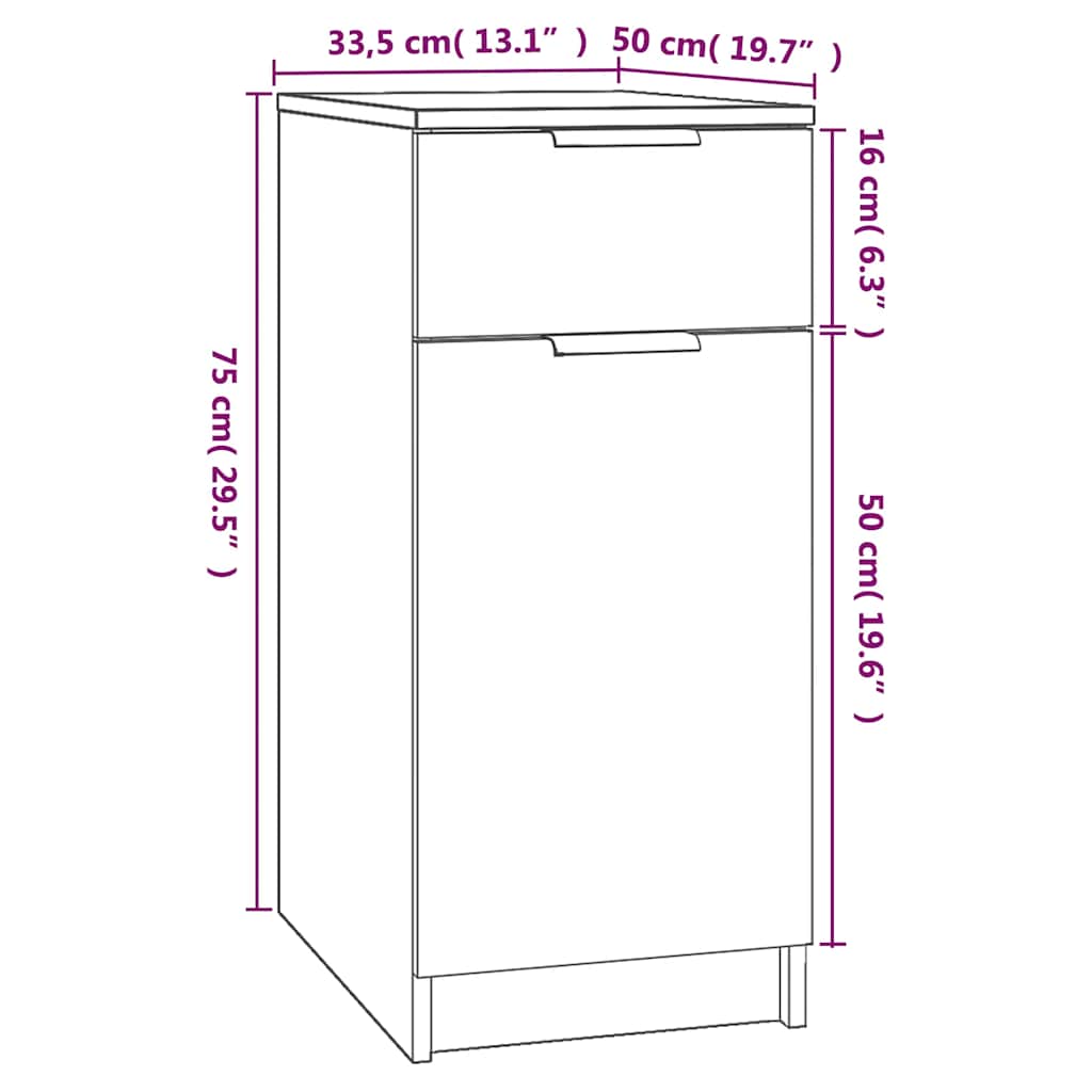 Armoire de bureau Gris béton 33,5x50x75 cm Bois d'ingénierie - XIOS