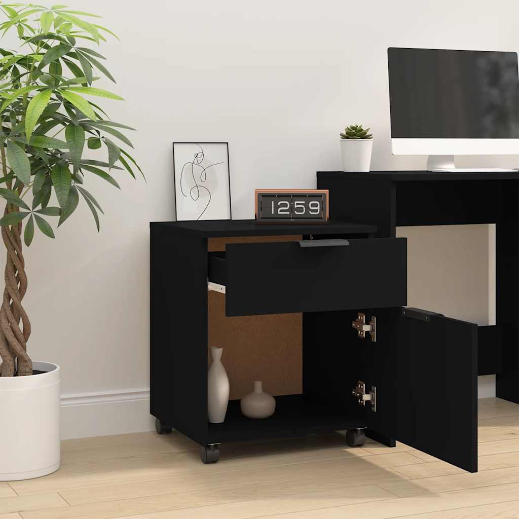 Classeur mobile avec roues noir 45x38x54 cm bois d'ingénierie - XIOS