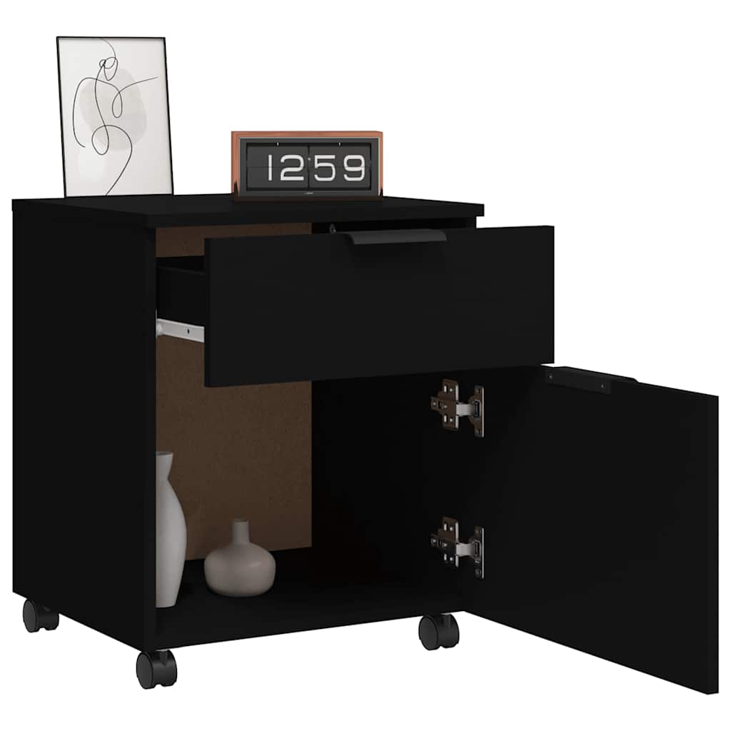 Classeur mobile avec roues noir 45x38x54 cm bois d'ingénierie - XIOS