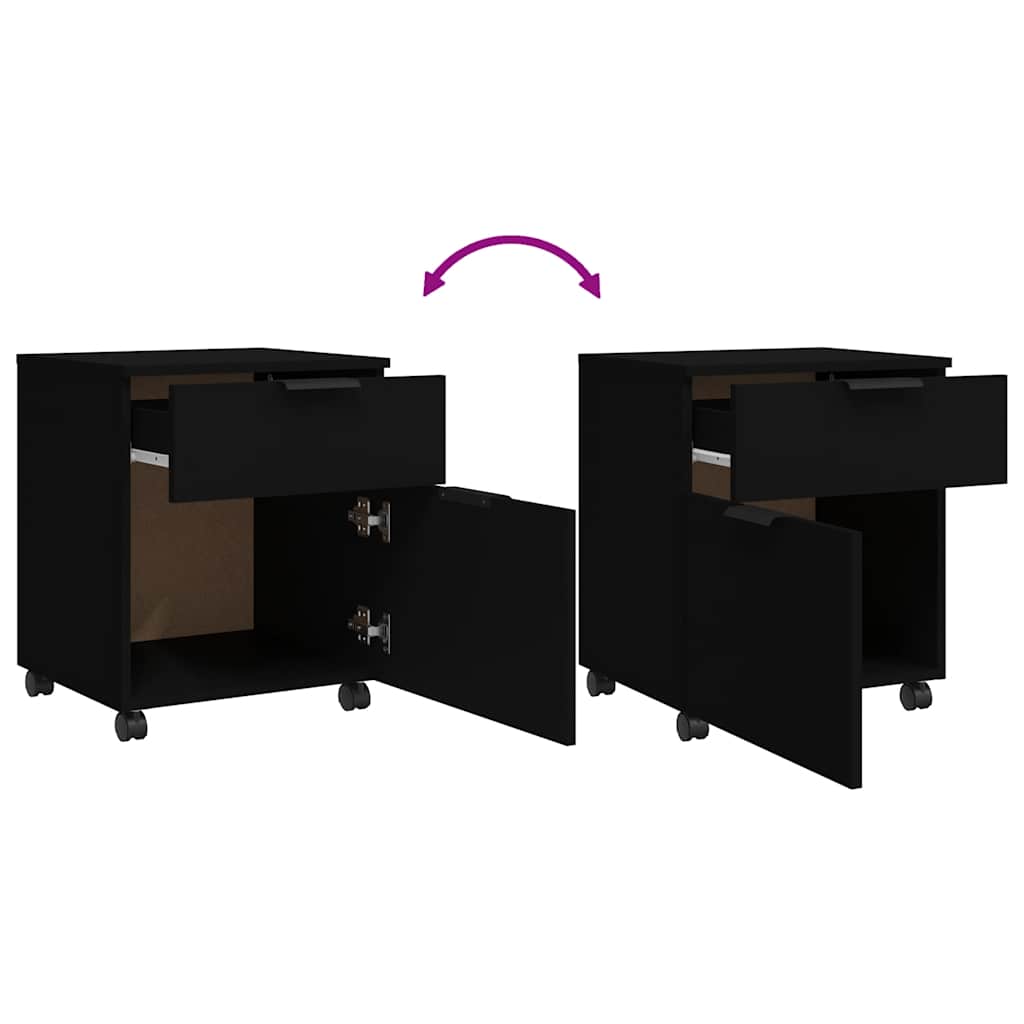 Classeur mobile avec roues noir 45x38x54 cm bois d'ingénierie - XIOS