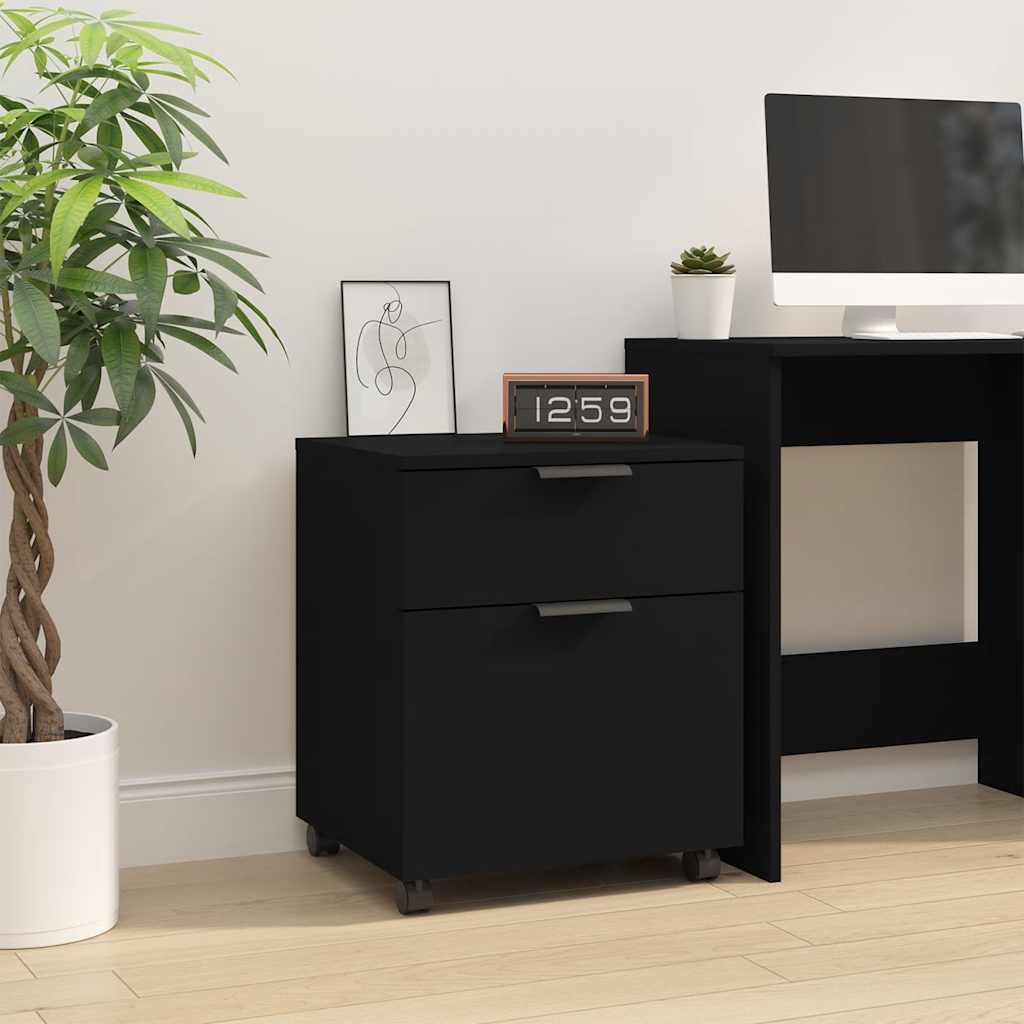 Classeur mobile avec roues noir 45x38x54 cm bois d'ingénierie - XIOS