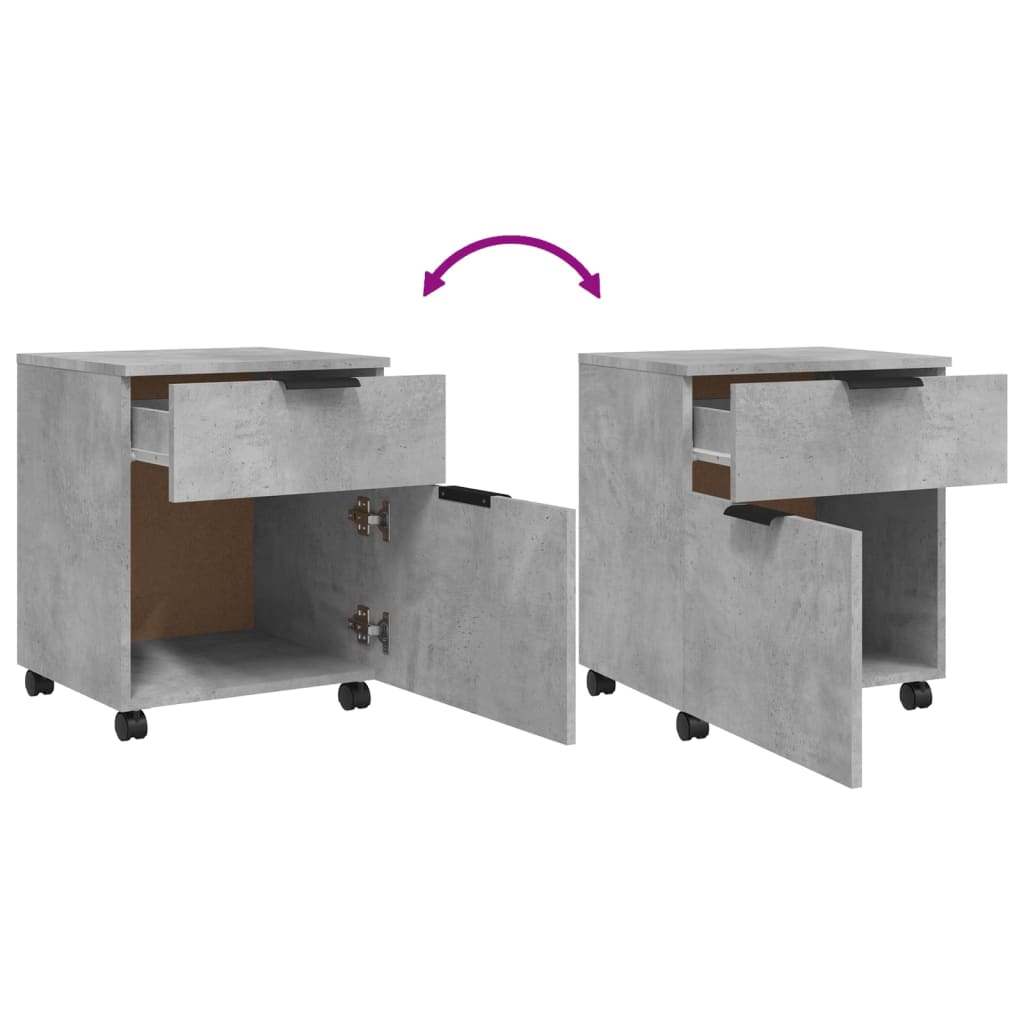 Classeur mobile avec roues Gris béton 45x38x54 cm - XIOS