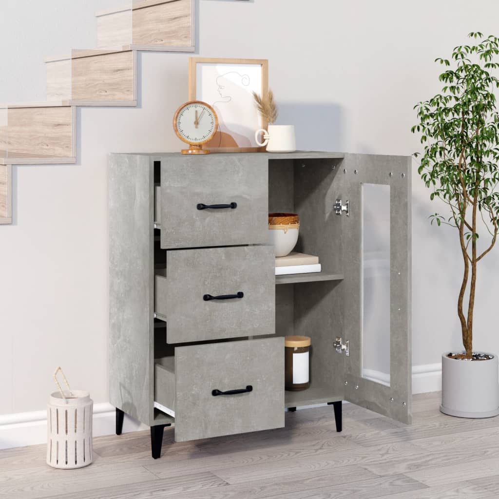 Buffet gris béton 69,5x34x90 cm bois d'ingénierie - XIOS