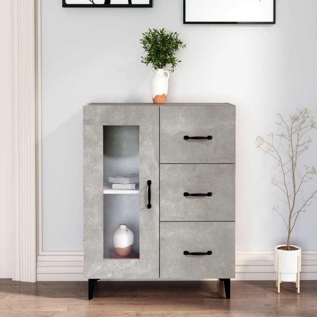 Buffet gris béton 69,5x34x90 cm bois d'ingénierie - XIOS