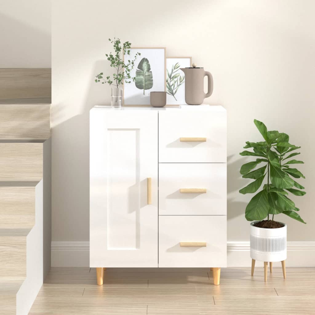 Buffet Blanc brillant 69,5x34x90 cm Bois d'ingénierie - XIOS