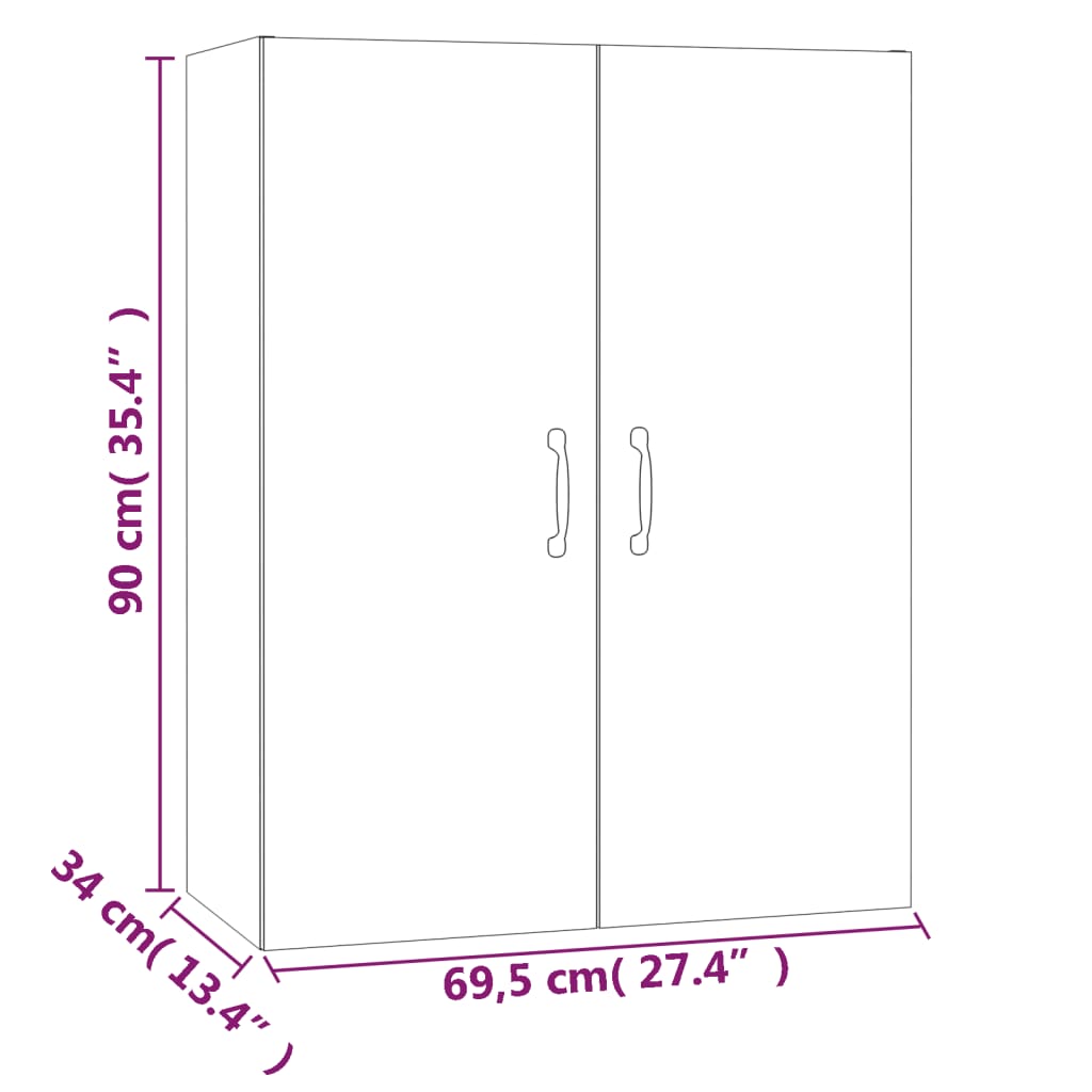 Armoire suspendue Blanc 69,5x34x90 cm Bois d'ingénierie - XIOS