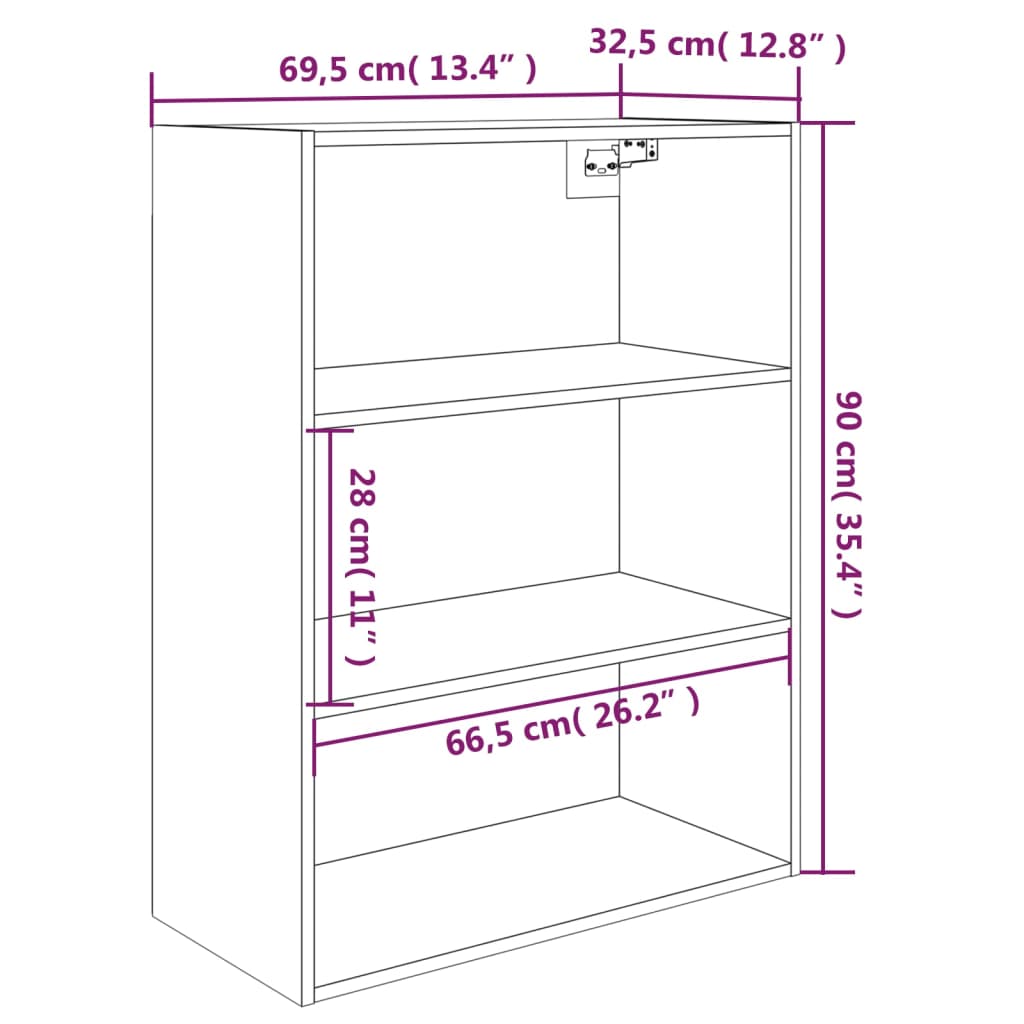 Armoire murale suspendue Chêne sonoma 69,5x32,5x90 cm - XIOS