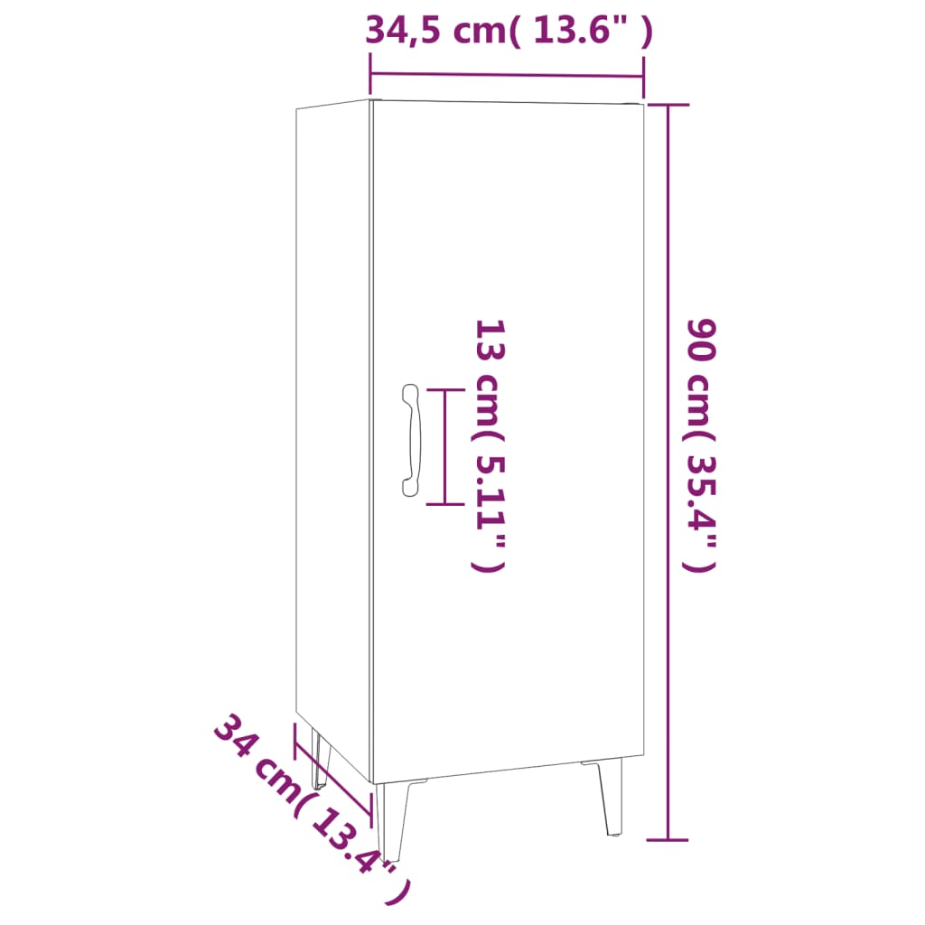 Buffet Blanc 34,5x34x90 cm Bois d'ingénierie - XIOS