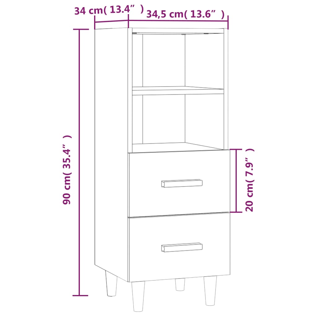 Buffet Blanc 34,5x34x90 cm Bois d'ingénierie - XIOS