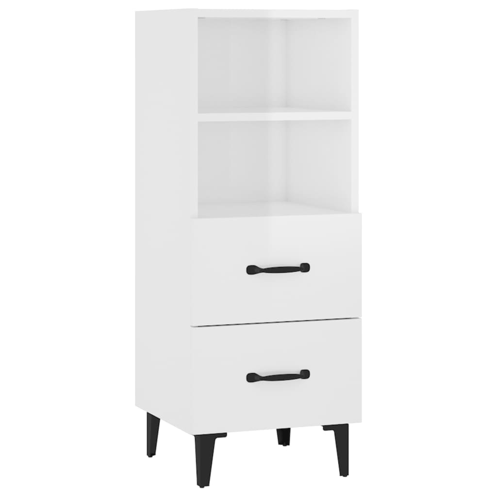 Buffet Blanc brillant 34,5x34x90 cm Bois d'ingénierie - XIOS