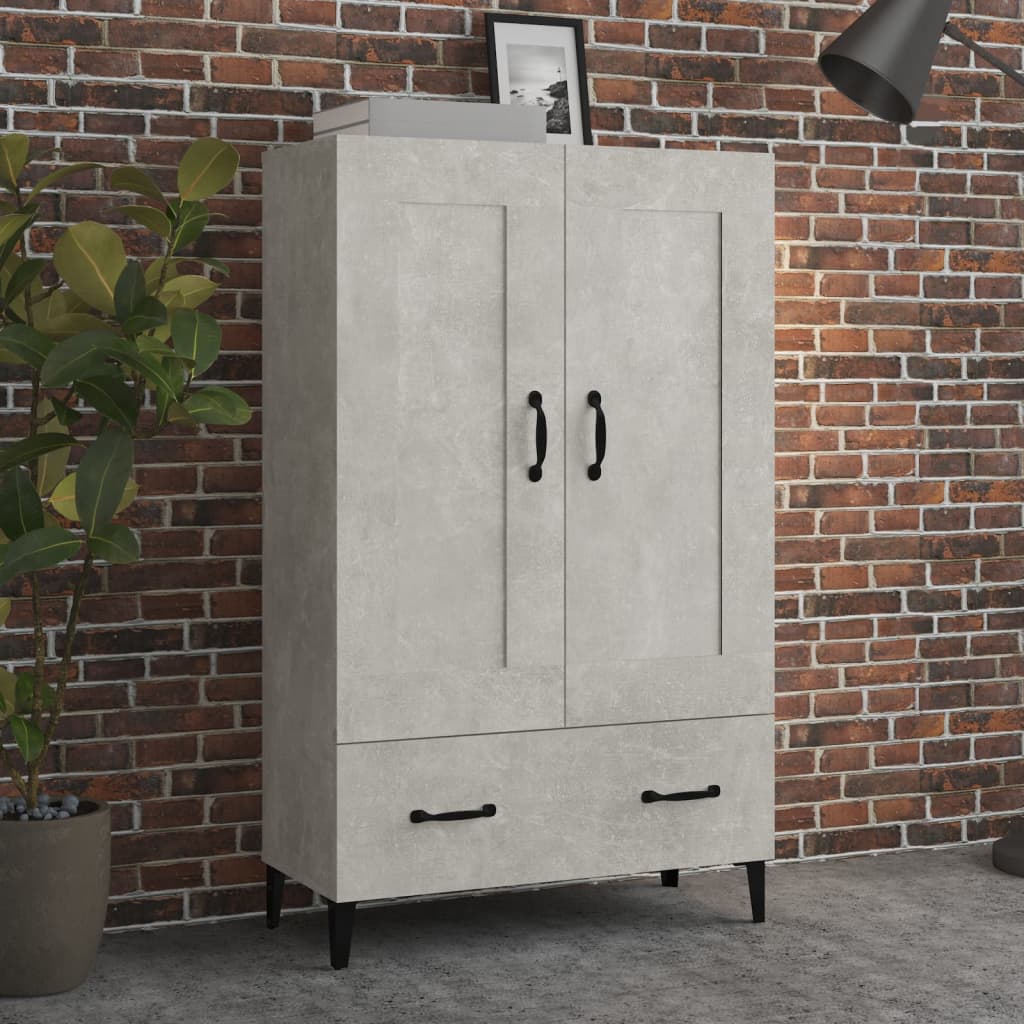 Buffet haut Gris béton 70x31x115 cm Bois d'ingénierie - XIOS