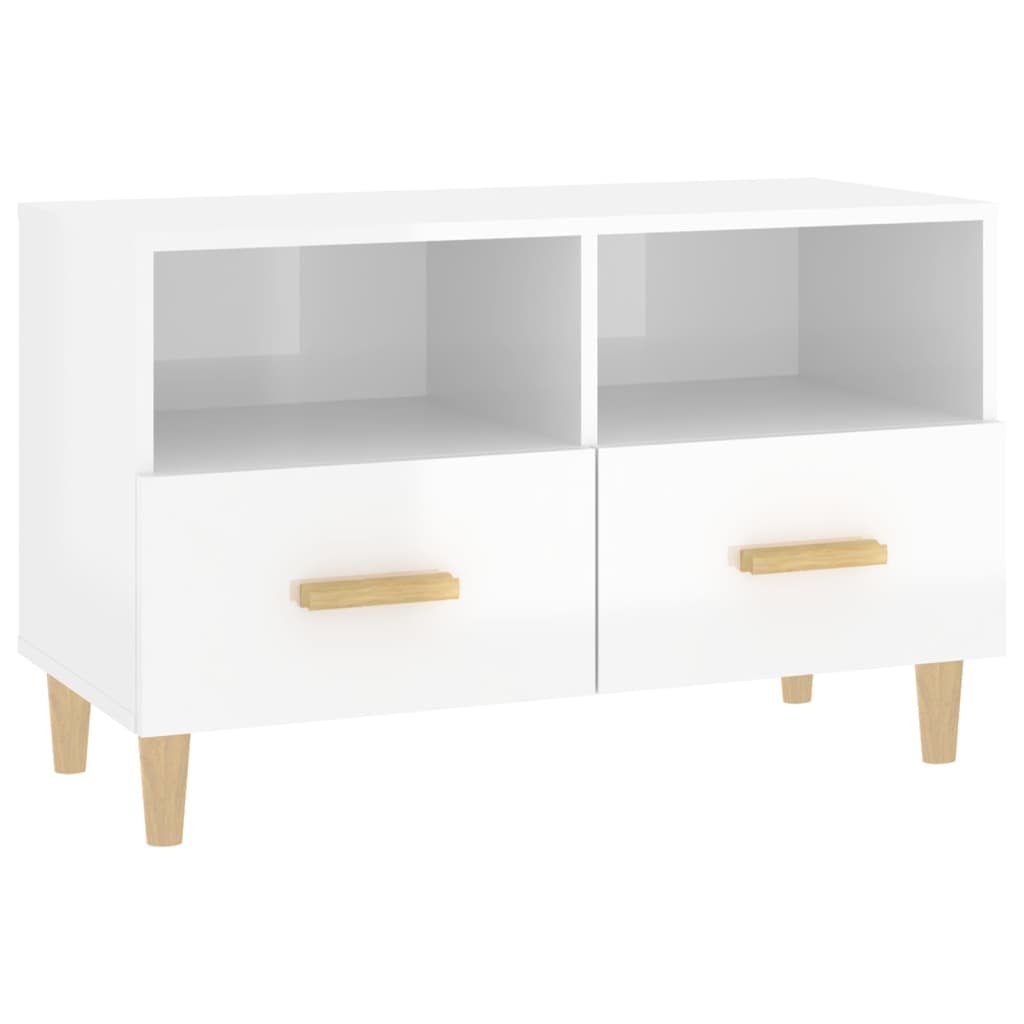 Meuble TV Blanc brillant 80x36x50 cm Bois d'ingénierie - XIOS
