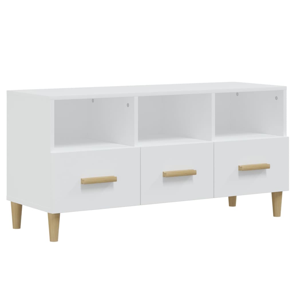 Meuble TV Blanc 102x36x50 cm Bois d'ingénierie - XIOS