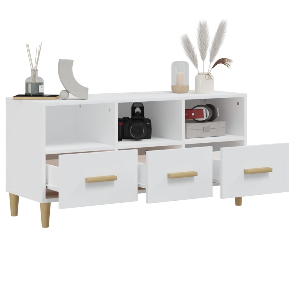 Meuble TV Blanc 102x36x50 cm Bois d'ingénierie - XIOS