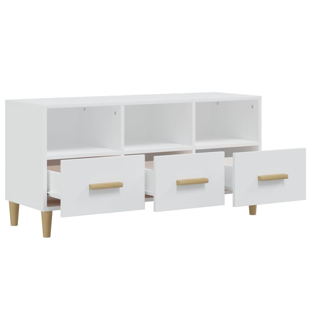 Meuble TV Blanc 102x36x50 cm Bois d'ingénierie - XIOS
