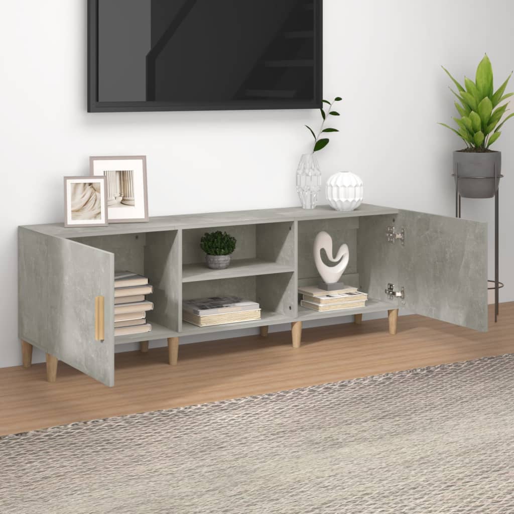 Meuble TV Gris béton 150x30x50 cm Bois d'ingénierie - XIOS