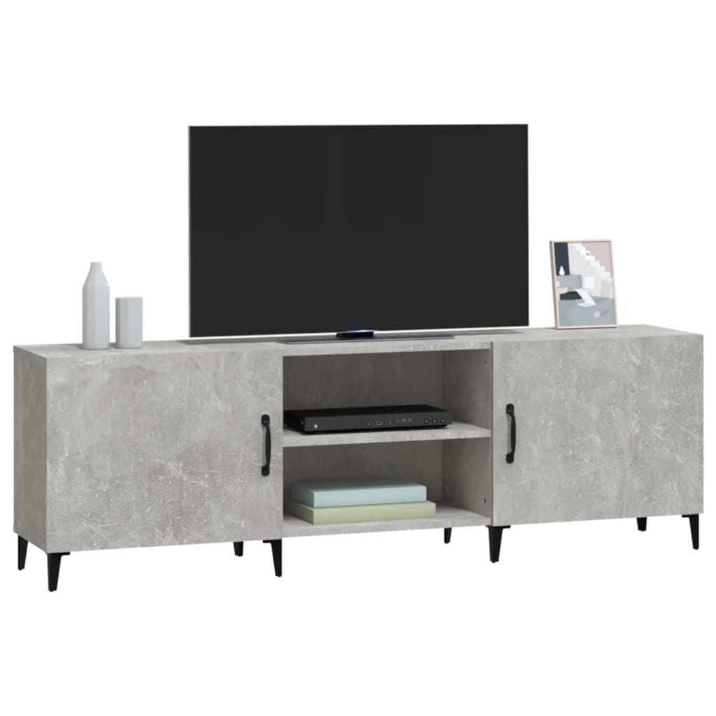 Meuble TV gris béton 150x30x50 cm bois d'ingénierie - XIOS