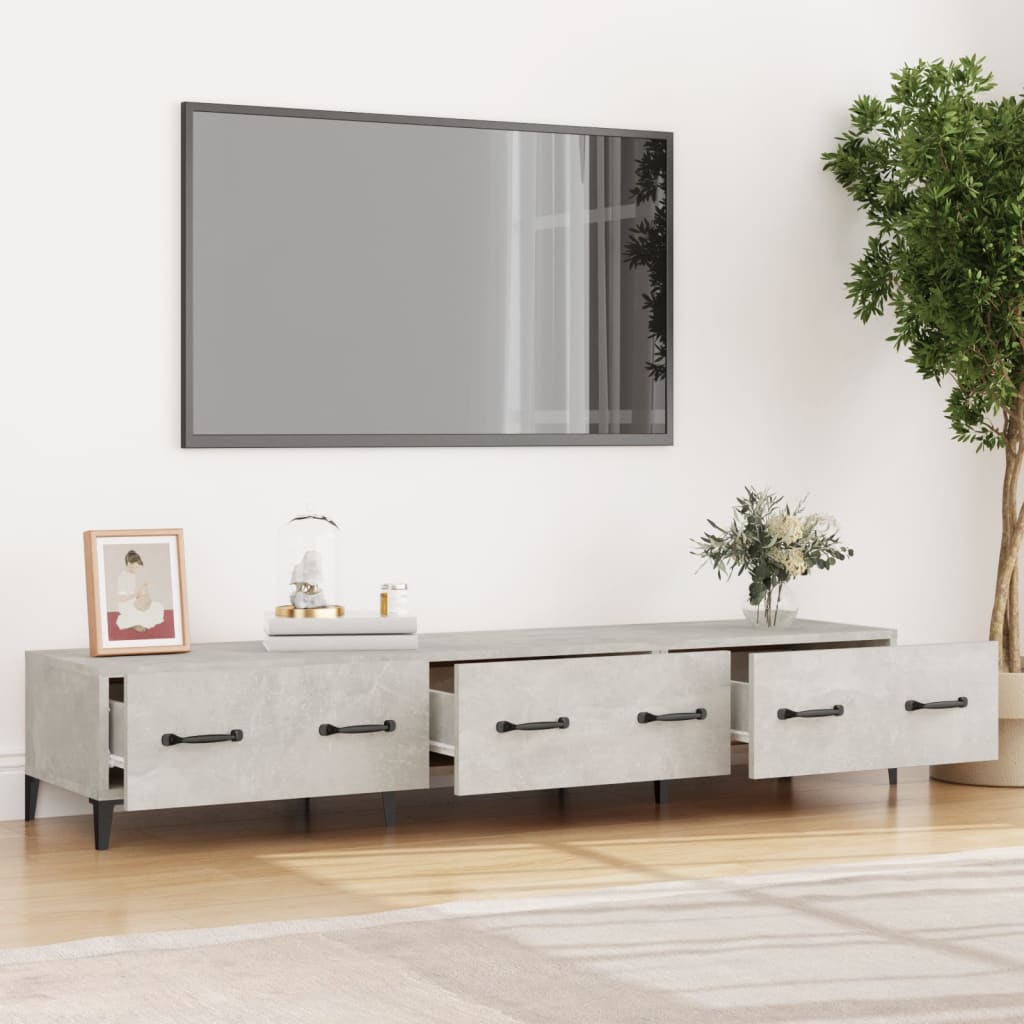 Meuble TV Gris béton 150x34,5x30 cm Bois d'ingénierie - XIOS